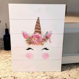 Wooden Unicorn wall decor